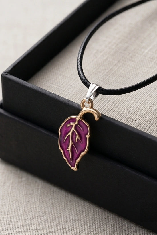 Orchid Purple Botanical Leaf Pendant