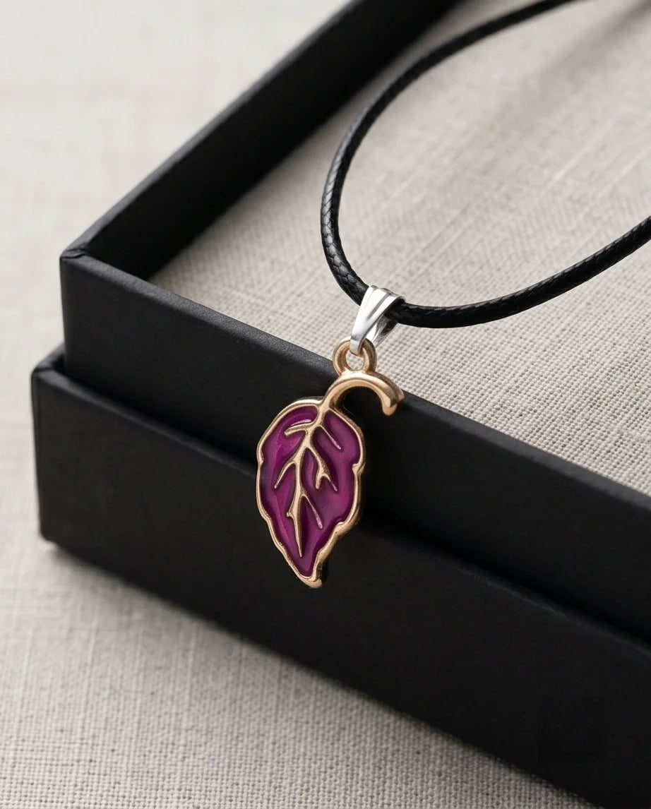 Orchid Purple Botanical Leaf Pendant