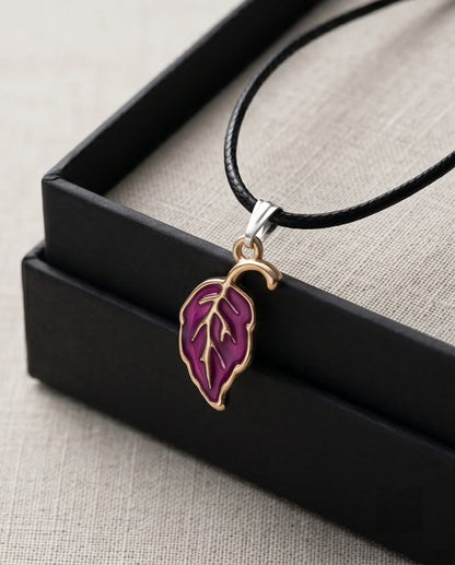Orchid Purple Botanical Leaf Pendant