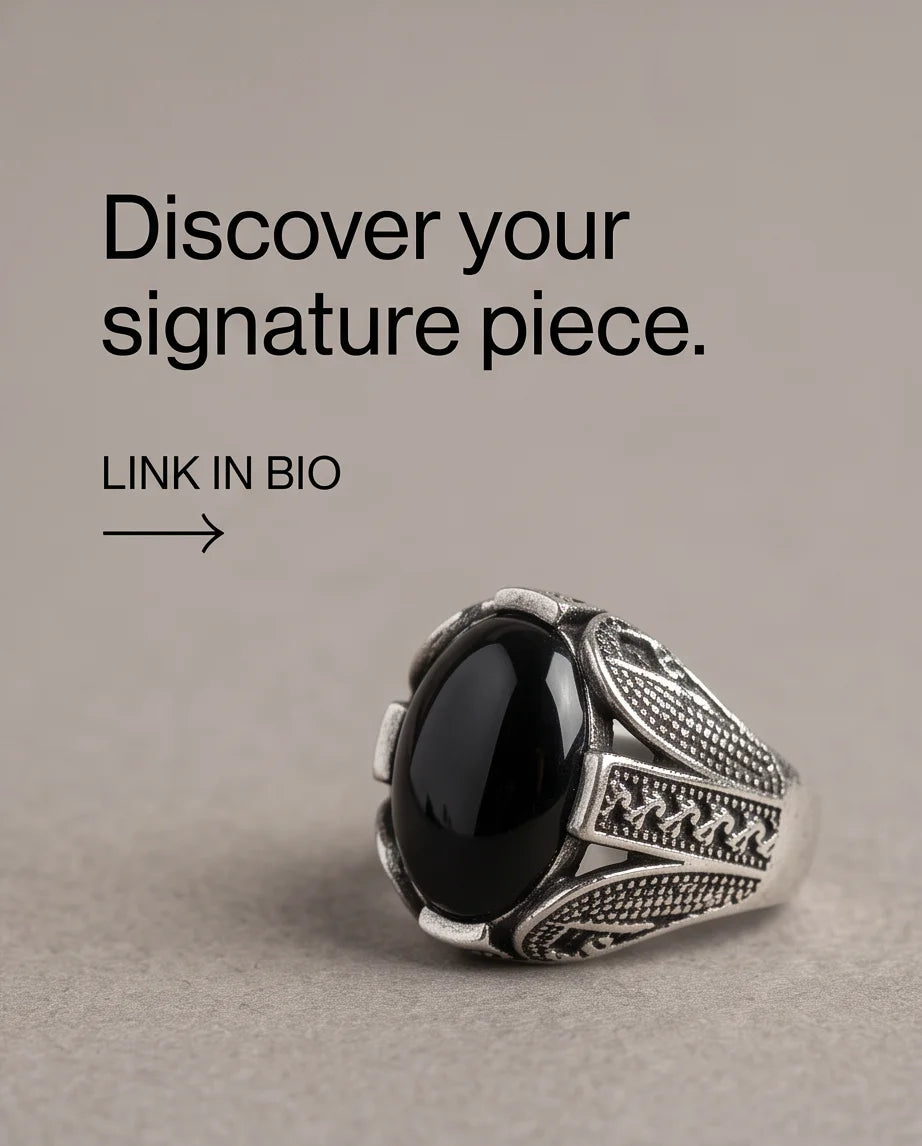 Obsidian Eclipse Stippled Signet Ring