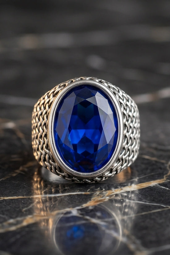 Imperial Sapphire Mesh Signet Ring