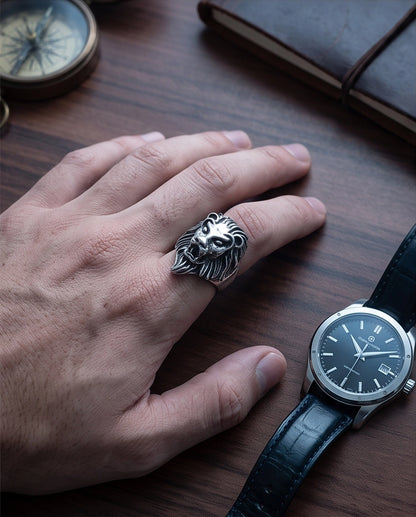 Roaring Majestic Lion Sculpted Ring