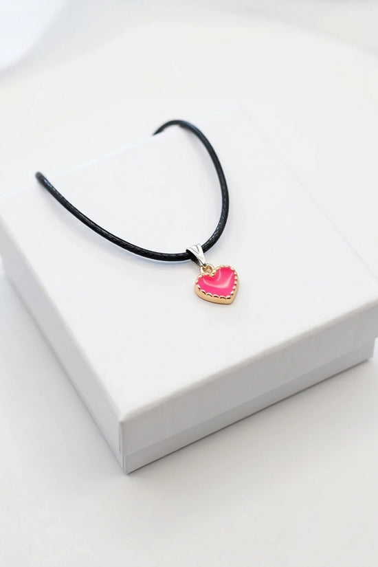 Gold and Pink Beaded Heart Necklace