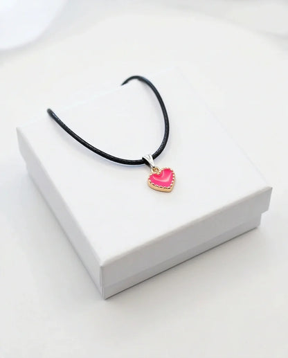 Gold and Pink Beaded Heart Necklace