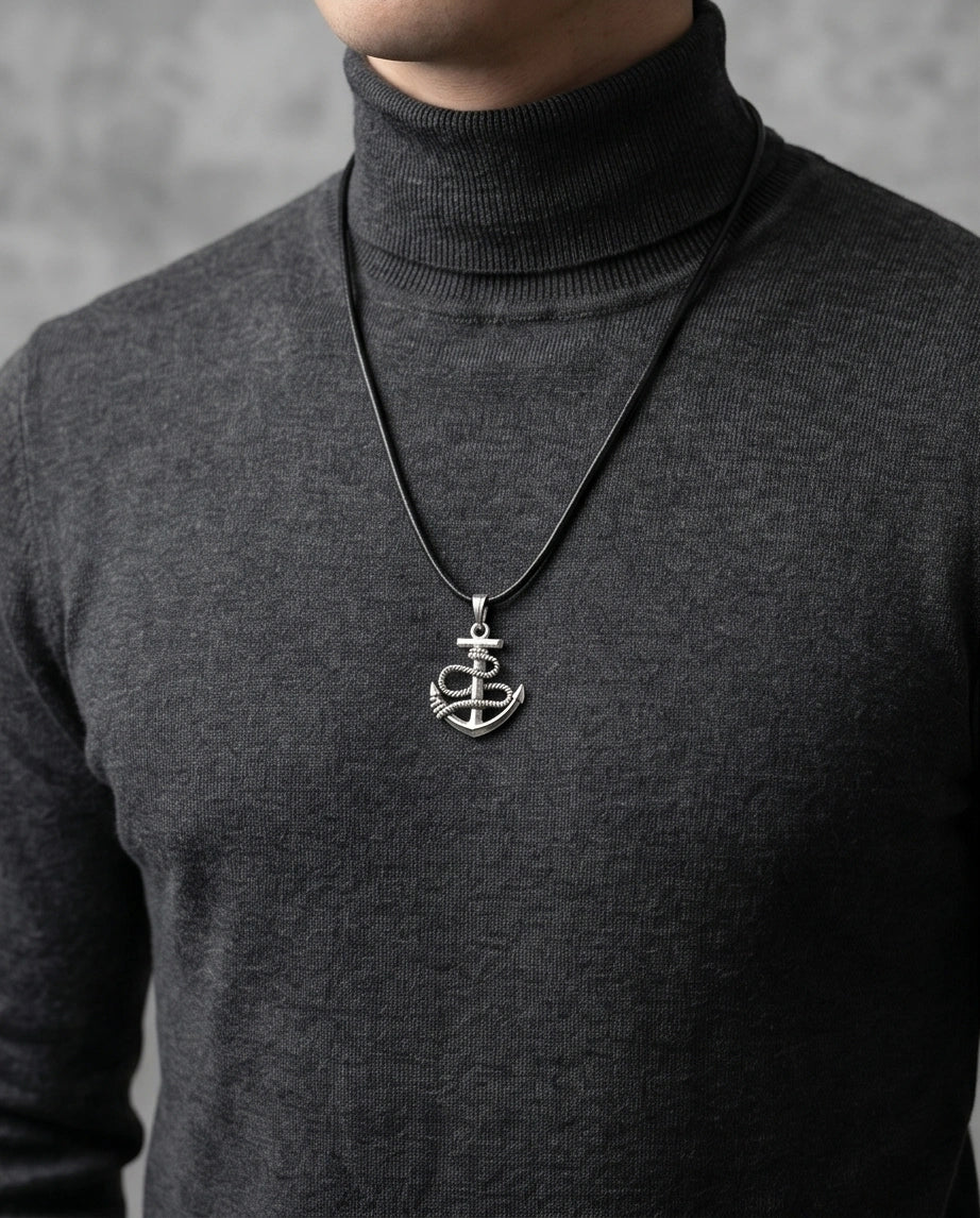 The Maritime Hope: Vintage Anchor & Rope Pendant Necklace