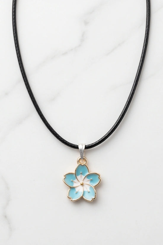 Gold and Pastel Blue Blossom Necklace