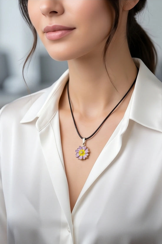 Pastel Lavender Daisy Pendant