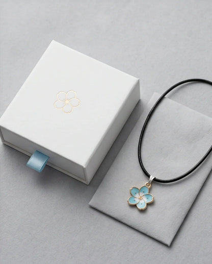 Gold and Pastel Blue Blossom Necklace