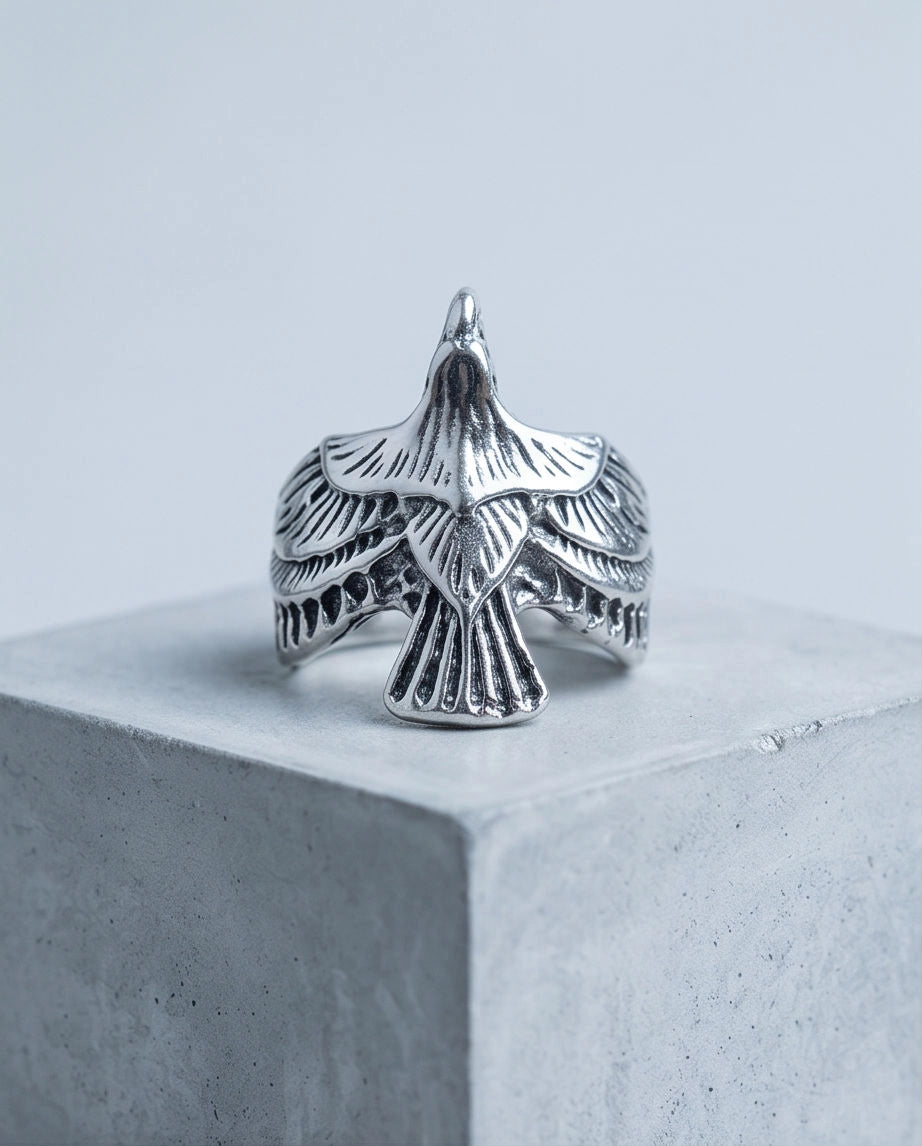 Oxidized Silver Soaring Eagle Sculpted Ring
