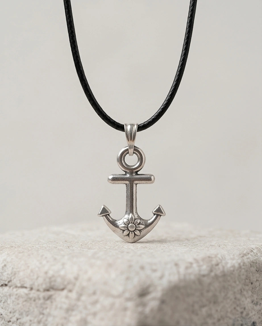 The Sunken Bloom: Vintage Anchor & Sunflower Pendant Necklace
