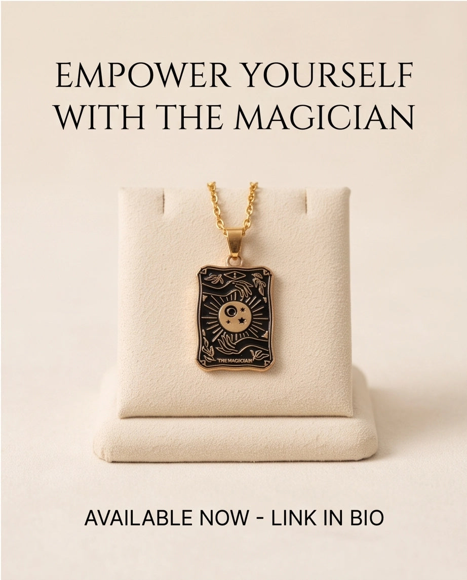 Gold "The Magician" Tarot Card Pendant Necklace