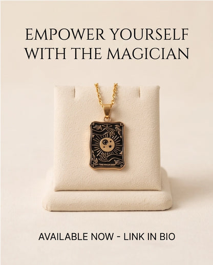 Gold "The Magician" Tarot Card Pendant Necklace