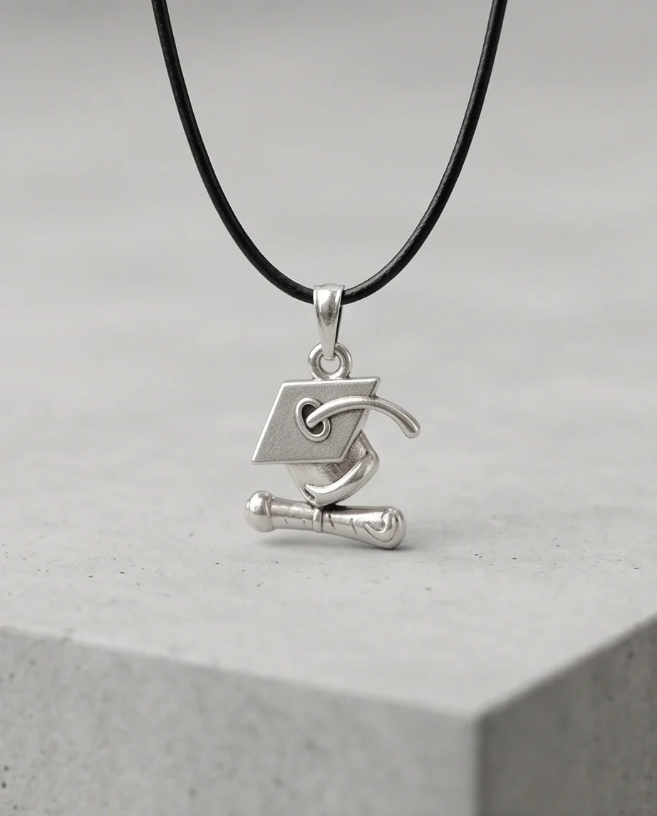 Silver Graduation Cap Pendant Necklace