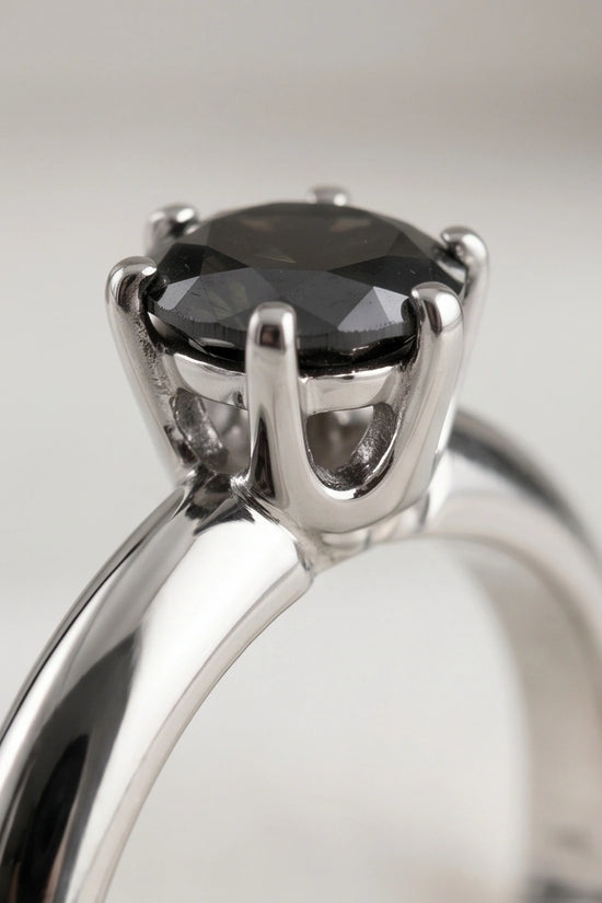 Sterling Silver Black Diamond Solitaire Ring