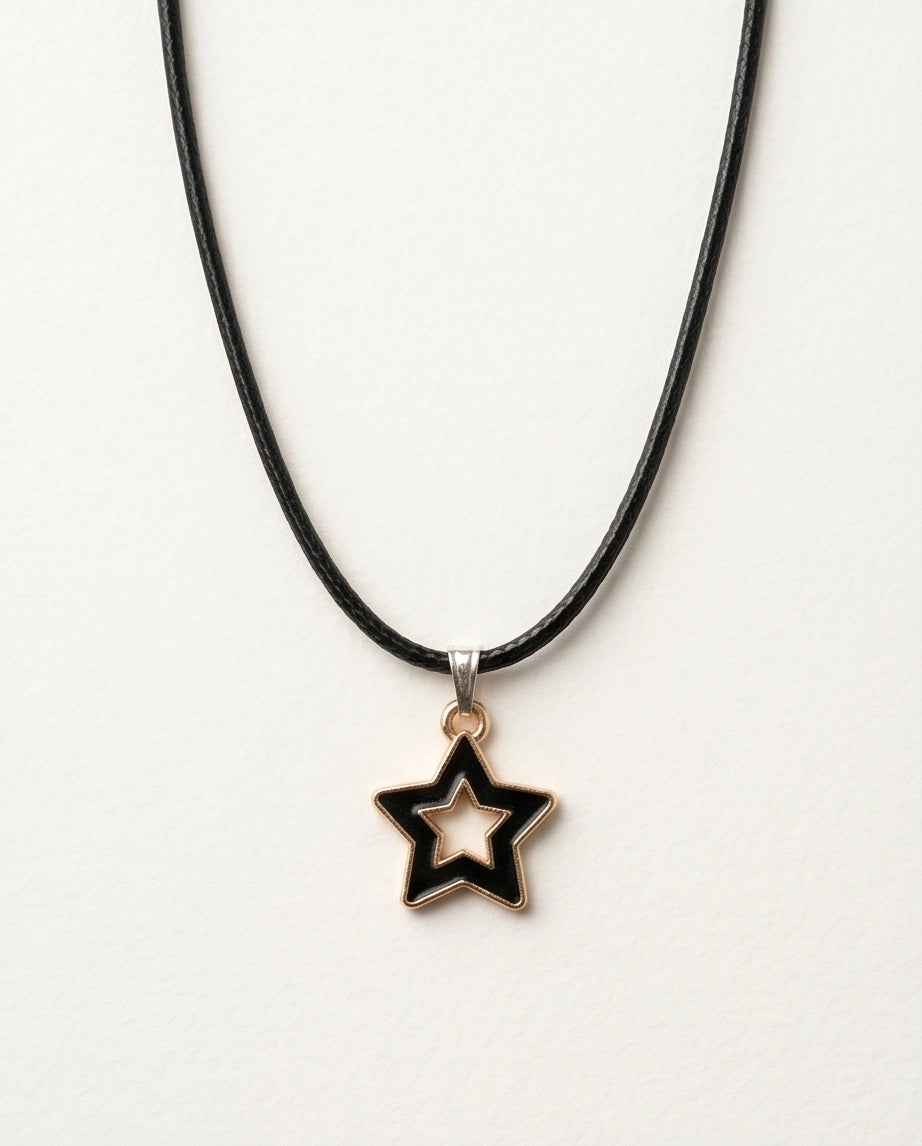 Gold and Black Layered Star Necklace