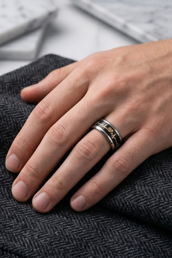 Romantic Gold Heartbeat Band Ring