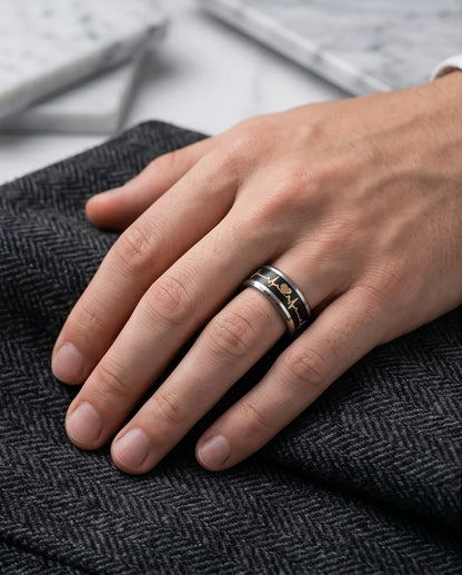 Romantic Gold Heartbeat Band Ring