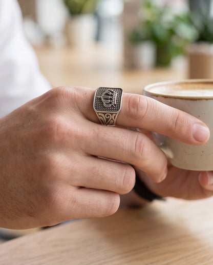 Royal Crest Cushion Signet Ring