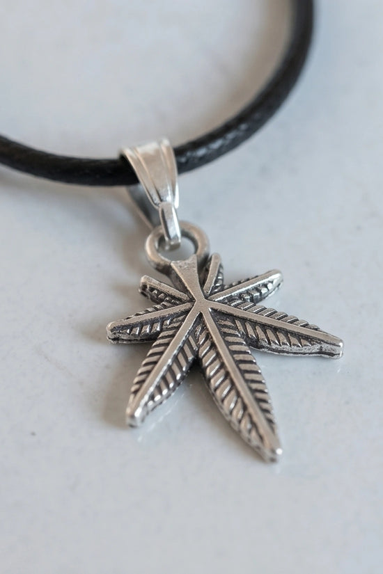 Silver Palm Leaf Pendant Necklace