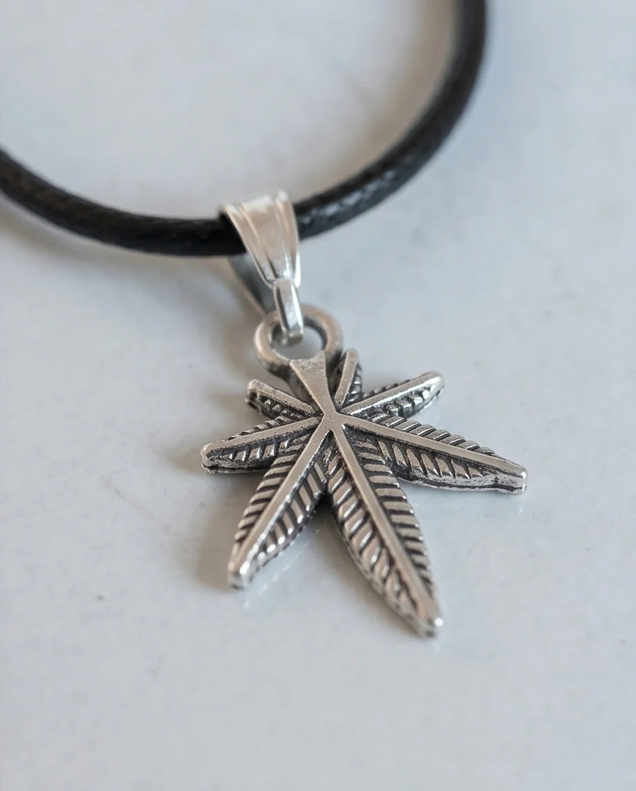 Silver Palm Leaf Pendant Necklace