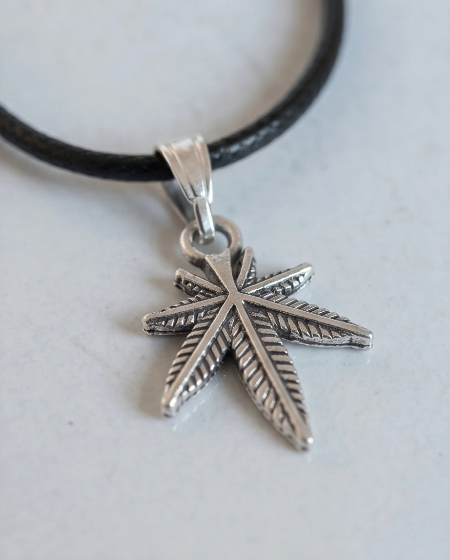 Silver Palm Leaf Pendant Necklace