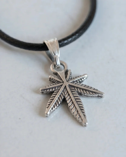 Silver Palm Leaf Pendant Necklace