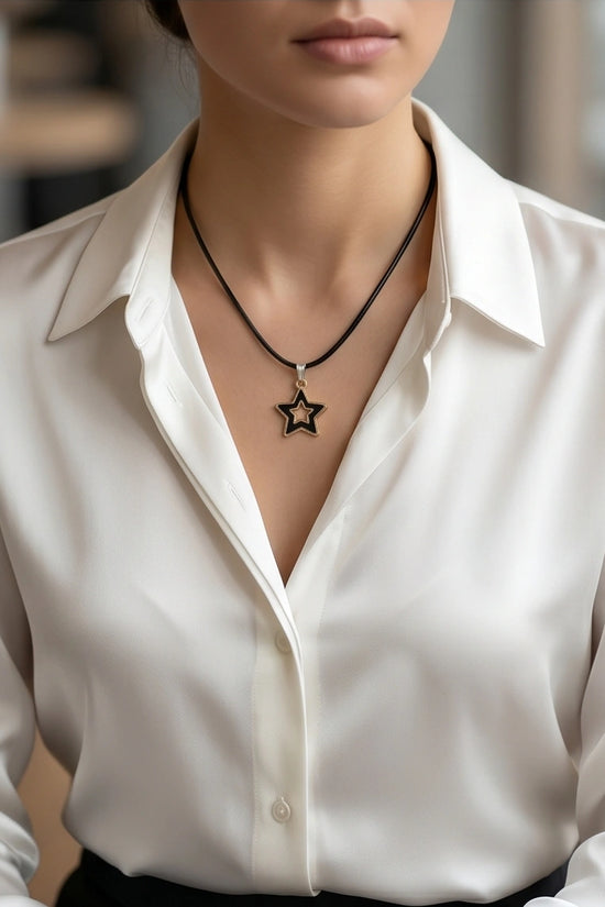 Gold and Black Layered Star Necklace