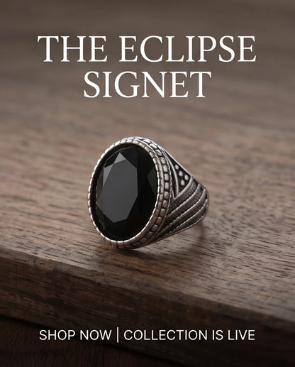 Black Gemstone Double-Tier Bezel Ribbed Silver Ring
