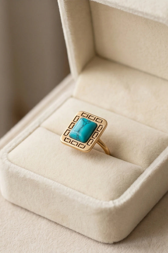 Golden Grecian Turquoise Signet Ring