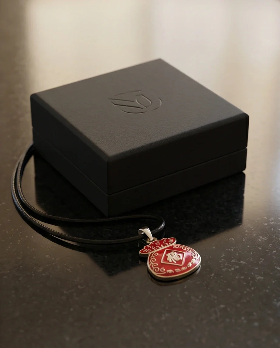 Traditional Red "Fu" Lucky Money Bag Pendant Necklace