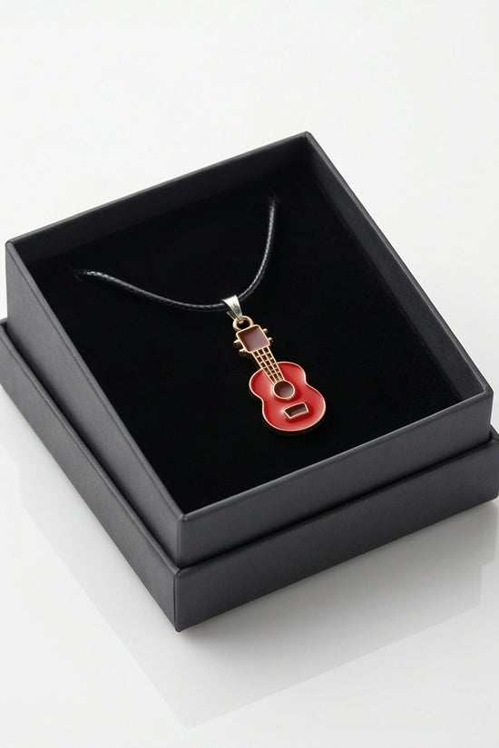 Gold and Red Acoustic Guitar Necklace