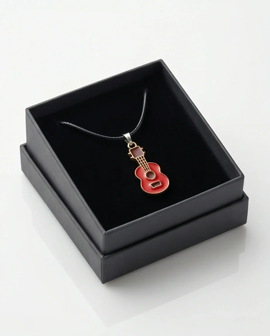 Gold and Red Acoustic Guitar Necklace