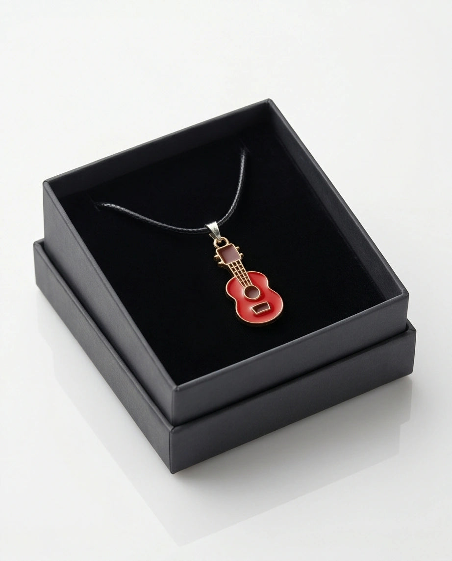 Gold and Red Acoustic Guitar Necklace