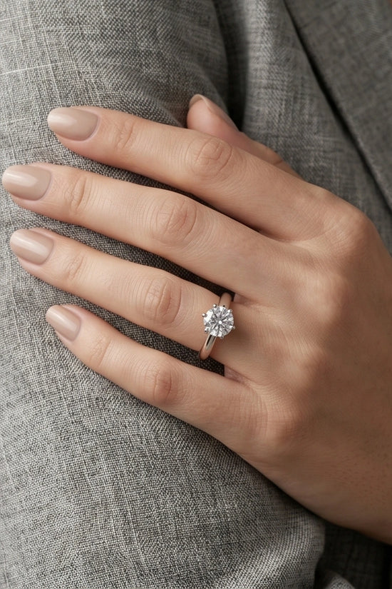 Sterling Silver Round-Cut Moissanite Solitaire Ring