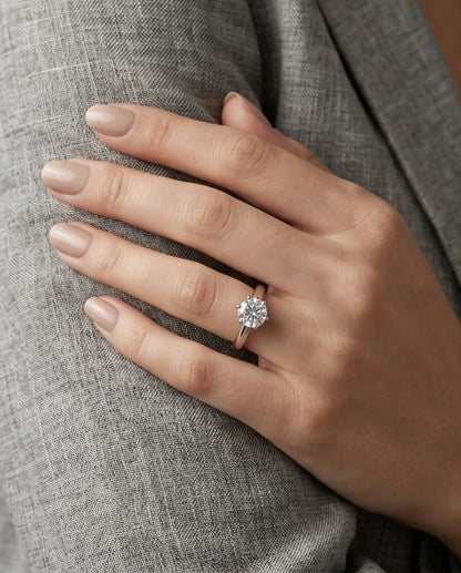 Sterling Silver Round-Cut Moissanite Solitaire Ring