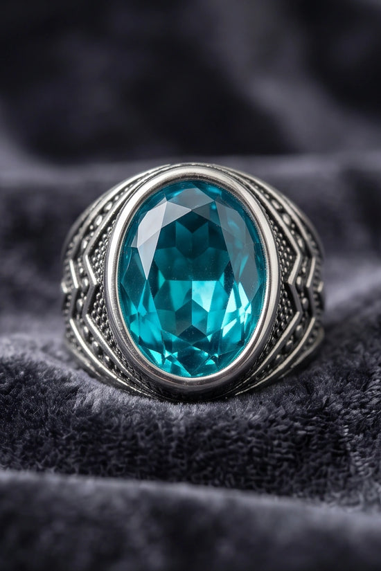 Imperial Teal Tourmaline Signet Ring