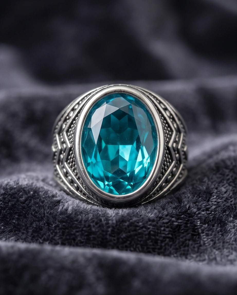 Imperial Teal Tourmaline Signet Ring