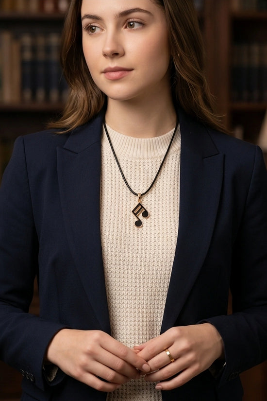 Gold and Black Sixteenth Note Necklace