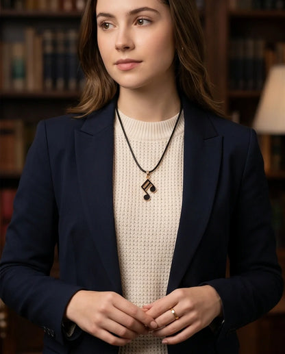 Gold and Black Sixteenth Note Necklace