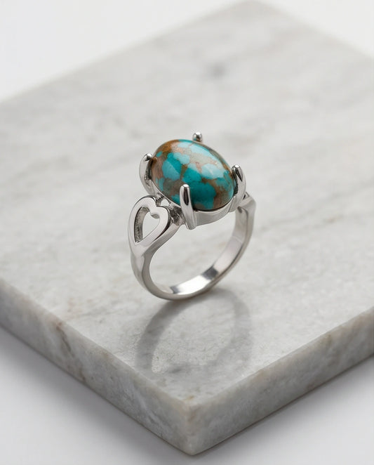 Earthborn Mosaic Turquoise Heart Ring