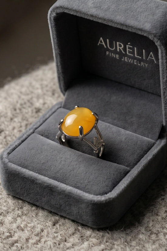 Golden Honey Leaf Statement Ring