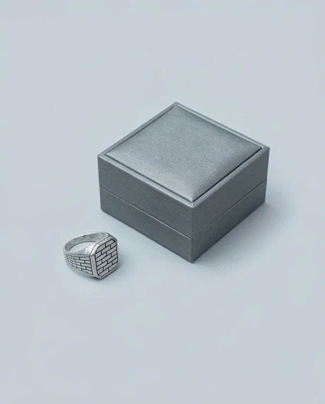 Vintage Sterling Silver Industrial Brick Wall Signet Ring