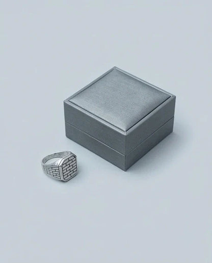 Vintage Sterling Silver Industrial Brick Wall Signet Ring