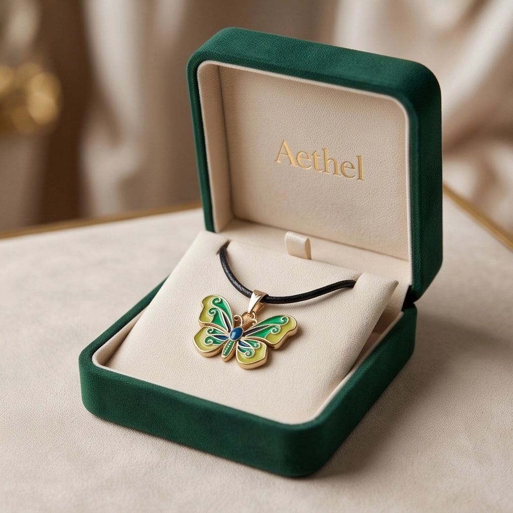 Vibrant Multi-Color Butterfly Pendant Necklace