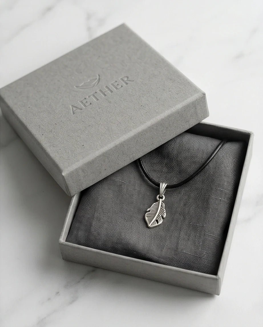 Silver Detailed Plume Feather Necklace