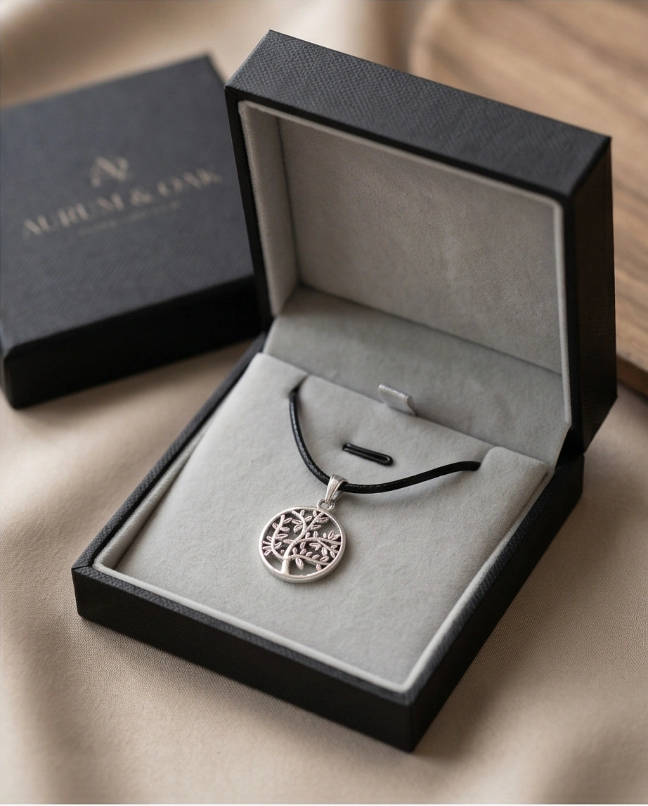 The Eternal Roots: Matte Silver Tree of Life Medallion Necklace