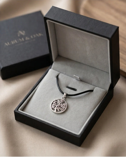 The Eternal Roots: Matte Silver Tree of Life Medallion Necklace