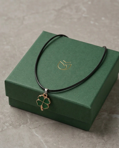 Gold and Green Four-Leaf Clover Necklace