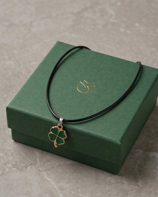 Gold and Green Four-Leaf Clover Necklace