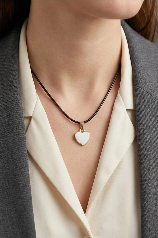 Gold and White Classic Heart Necklace